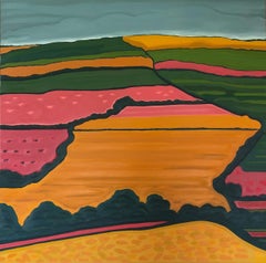 Rainbow Fields No.2 & Pink Horizon Fields, Set of 2, Abstract, Contemporary