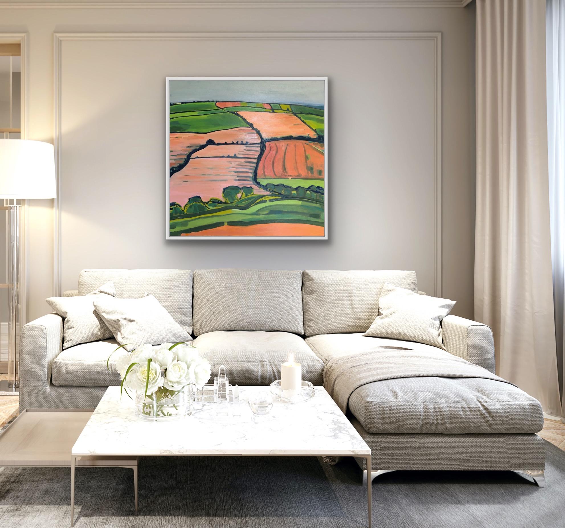 Roll & Hill n. 10, Quadro di paesaggio moderno contemporaneo, Arte dei campi di raccolta - Painting di Alexa Roscoe