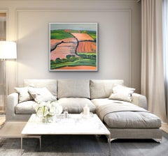 Rolling Hill No. 10, Contemporary Modern Landscape Painting, Harvest Fields Art