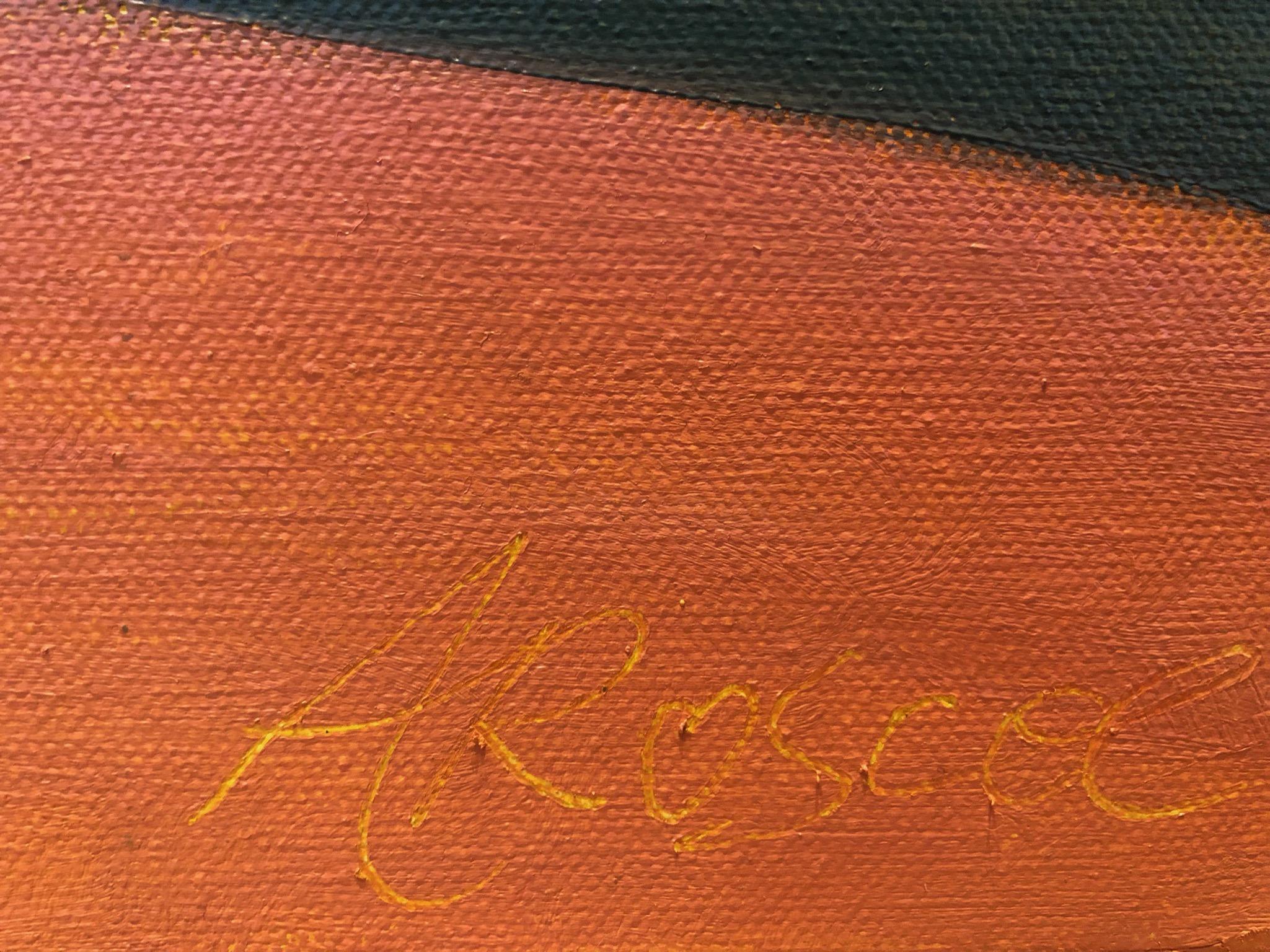 Roll & Hill n. 10, Quadro di paesaggio moderno contemporaneo, Arte dei campi di raccolta - Abstract Painting Marrone di Alexa Roscoe