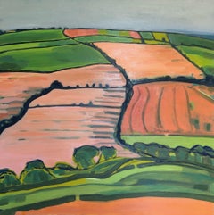 Rolling Hill No. 10, Contemporary Modern Landscape Painting, Harvest Fields Art