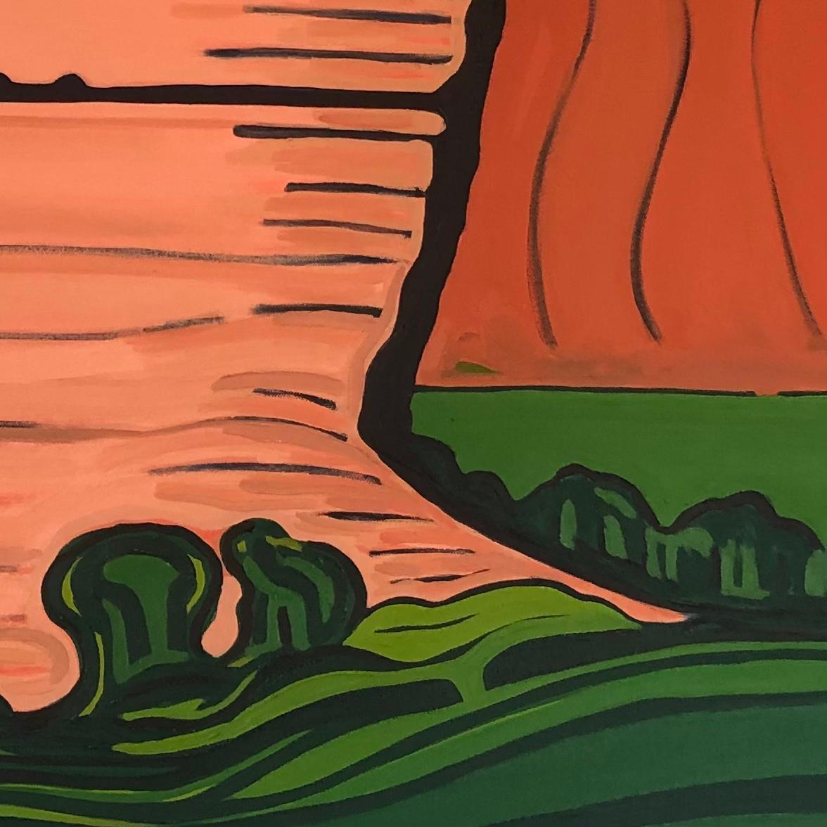 Rolling Hill, Originalgemälde, Hügel, Landschaft, Felder, Orange, Ländliche Natur (Zeitgenössisch), Painting, von Alexa Roscoe