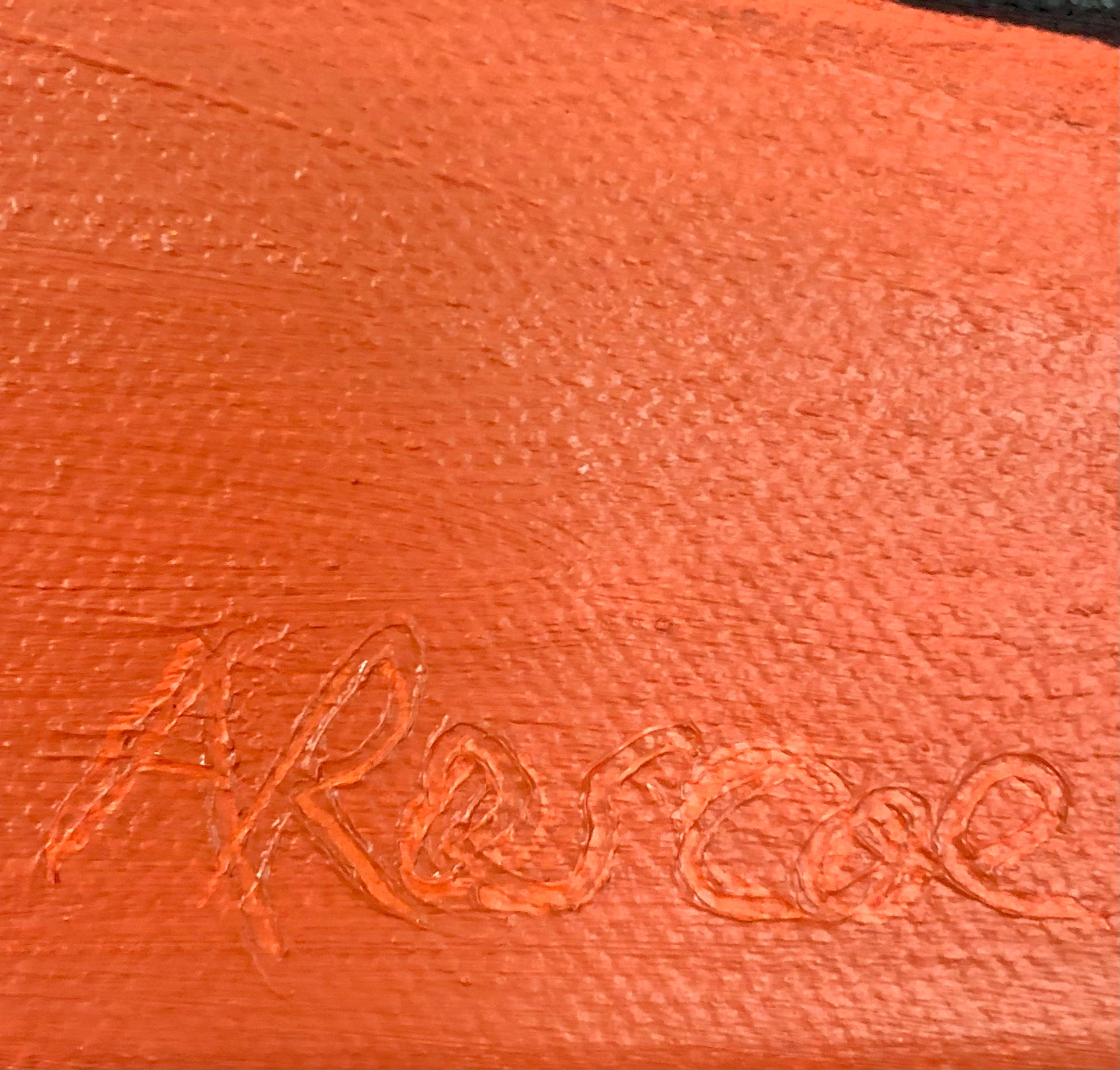 Rolling Hill, Originalgemälde, Hügel, Landschaft, Felder, Orange, Ländliche Natur 1