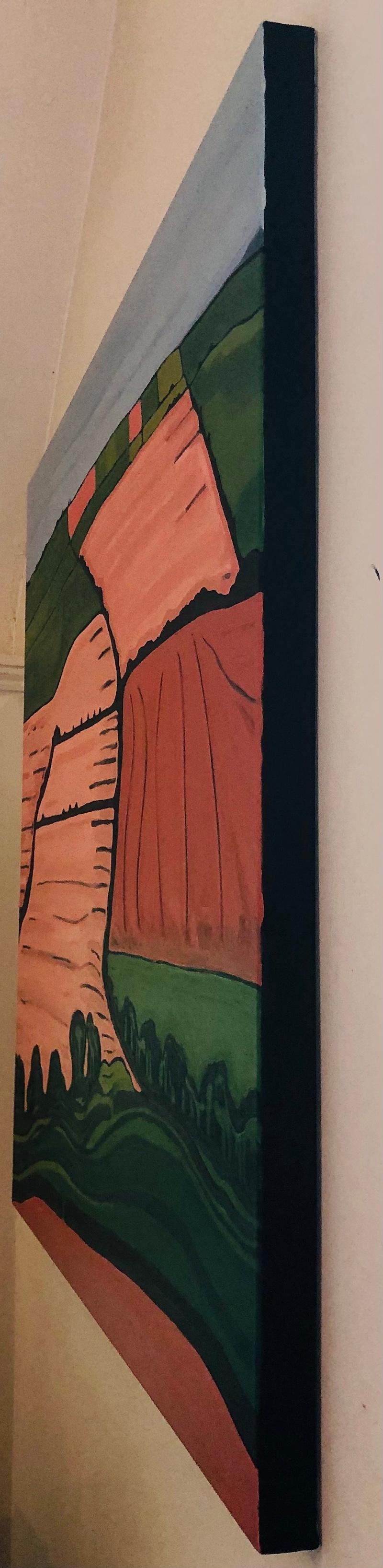 Rolling Hill, Originalgemälde, Hügel, Landschaft, Felder, Orange, Ländliche Natur 2