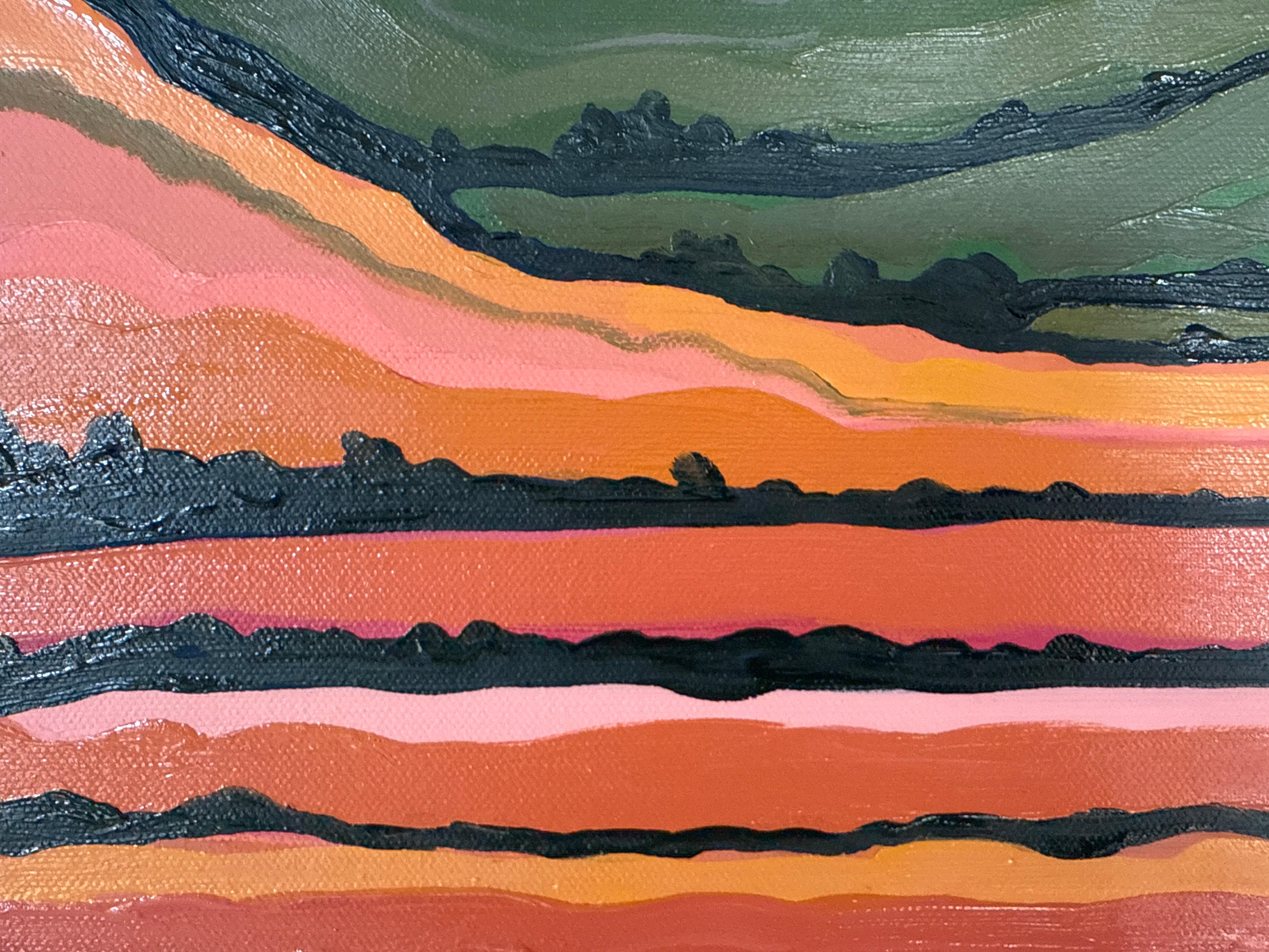 Summer View on the Hill, Abstract, Contemporary, landscape, nature For Sale 4