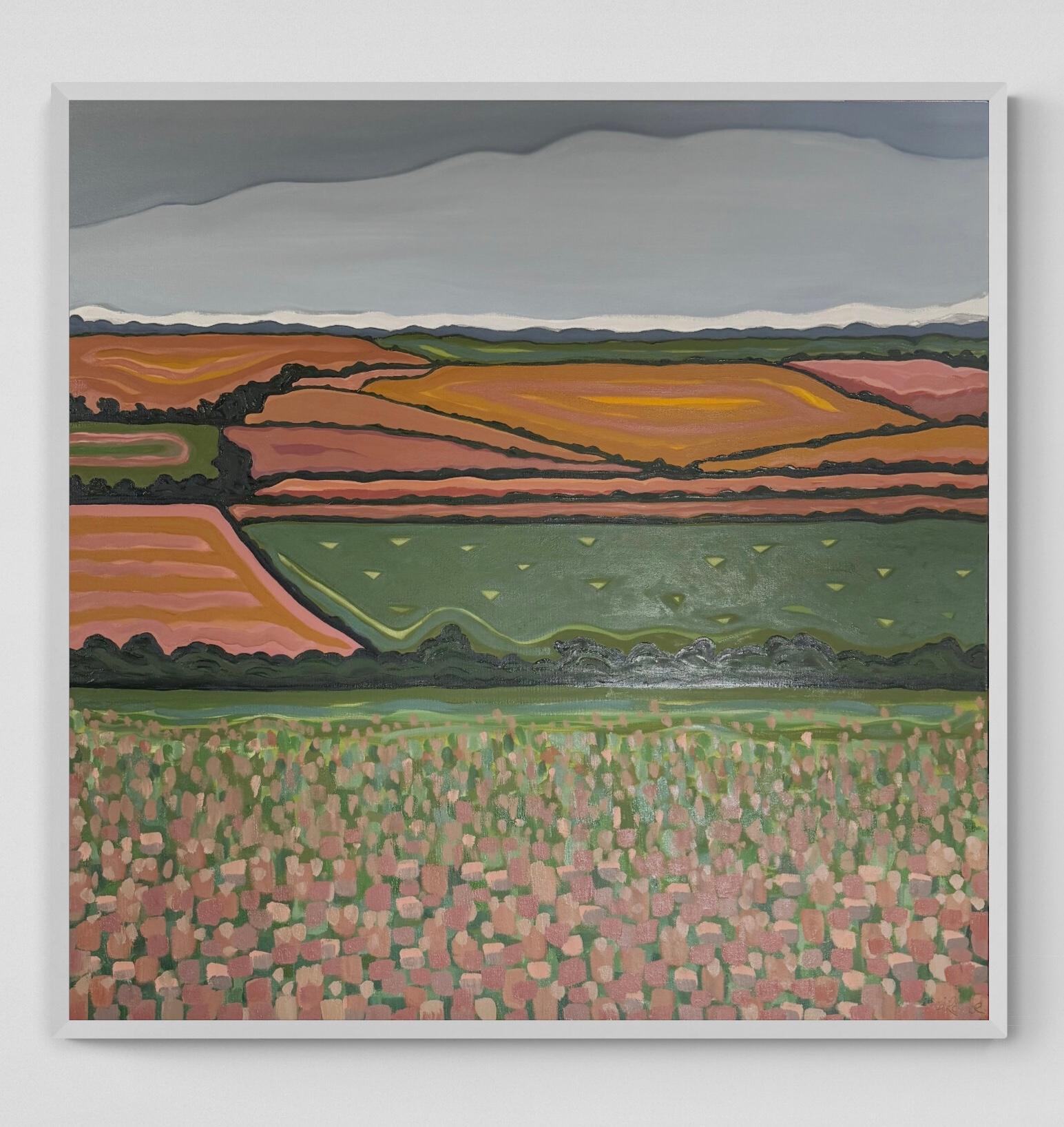 Vista da Beacon Hill n. 1, Astratto, Contemporaneo, Paesaggio, Natura - Abstract Painting Marrone di Alexa Roscoe
