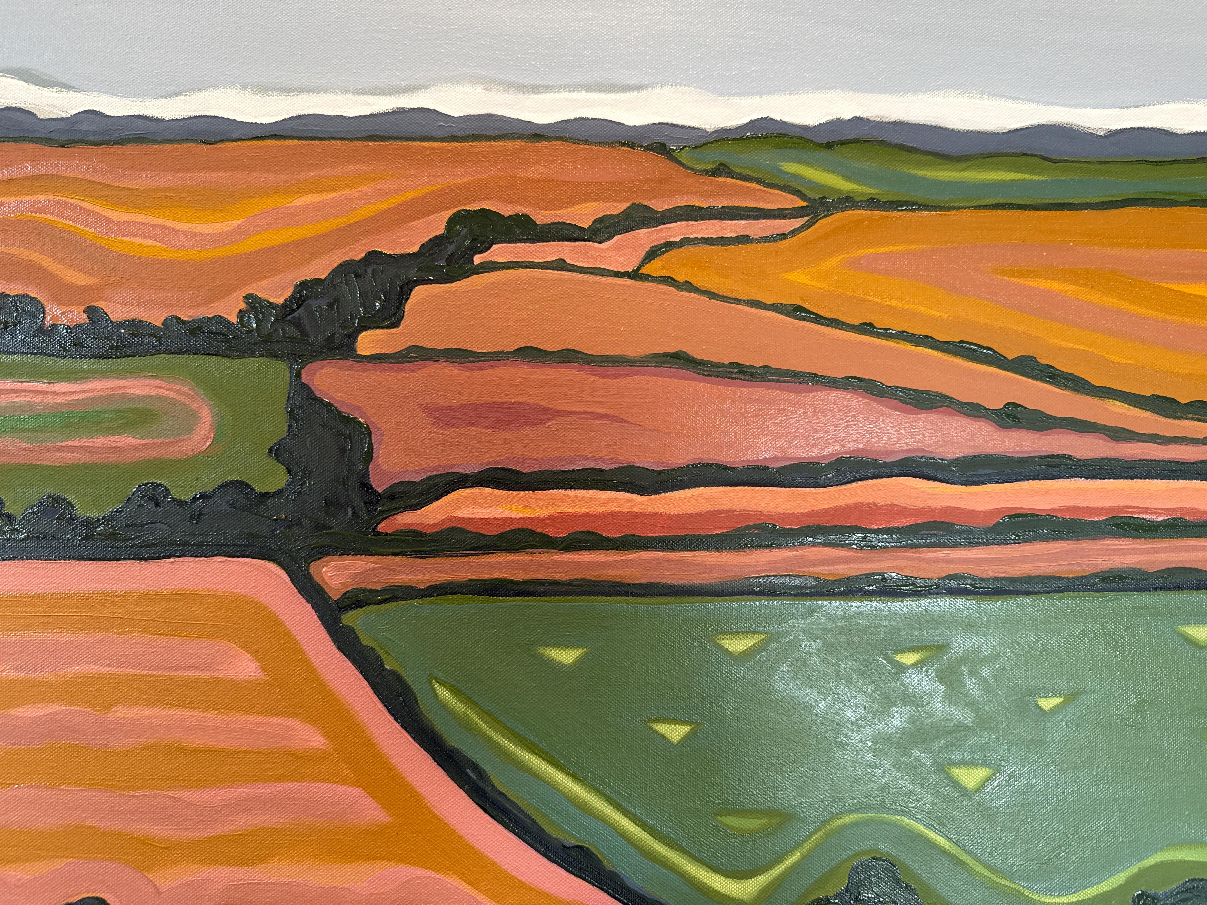 Questo dipinto a olio dell'artista paesaggista Alexa Roscoe si ispira alla vista della sua casa nell'Oxfordshire, una scena a cui torna spesso nel suo lavoro. Catturata dal modo in cui il paesaggio si trasforma nel corso dell'anno, Alexa ha creato