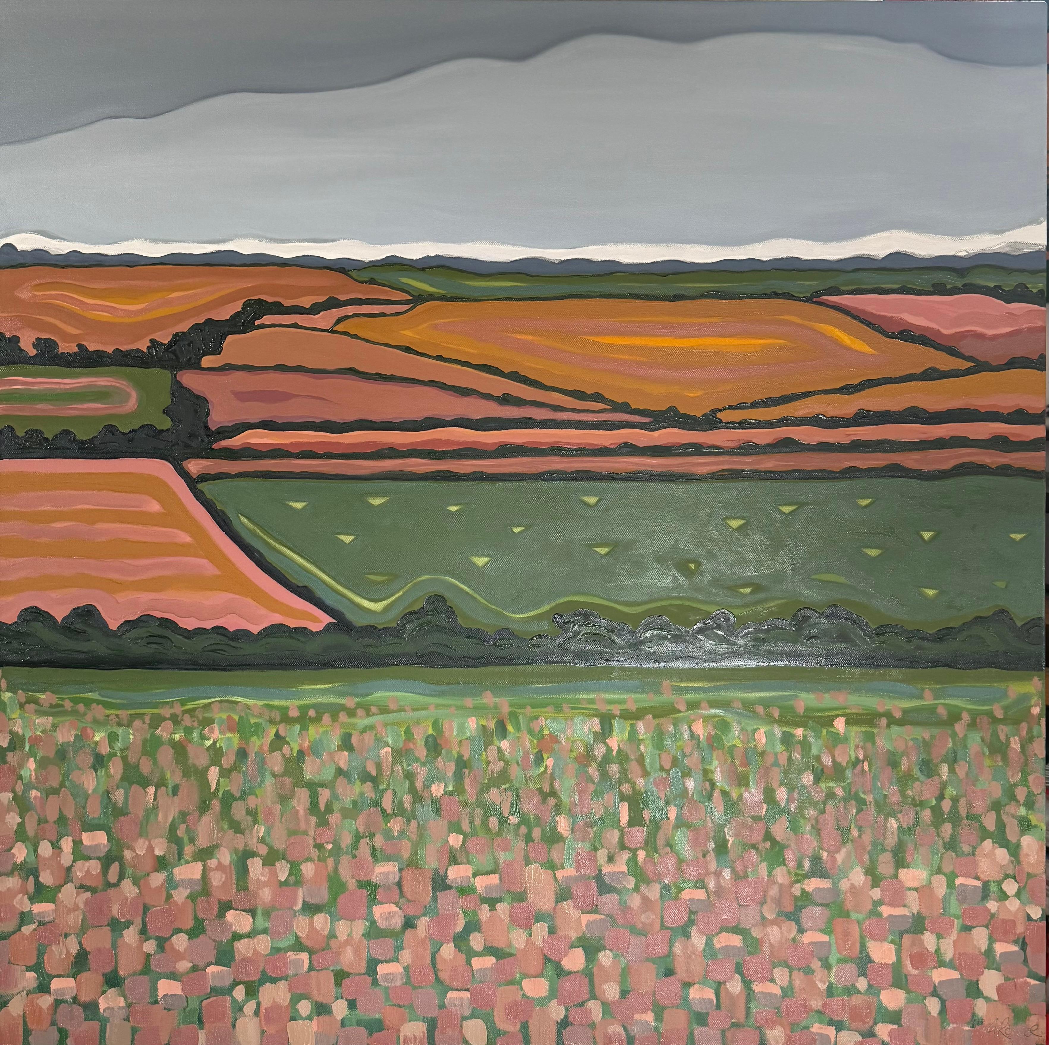 Abstract Painting di Alexa Roscoe - Vista da Beacon Hill n. 1, Astratto, Contemporaneo, Paesaggio, Natura