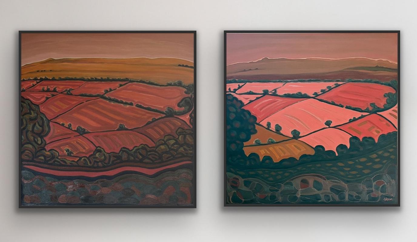 Walking in Devon no.1 & no.2, diptych, Abstract, Contemporary, landscape