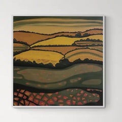 Whimsical Fields, Contemporary landscape painting, Nature, Meadow, Yellow art