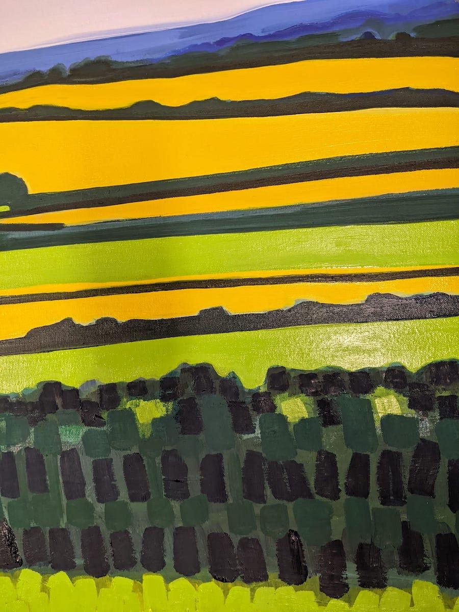 Yellow Hill No.1, Modern Style, Bright Cotswold Landscape Painting, Oxfordshire 5