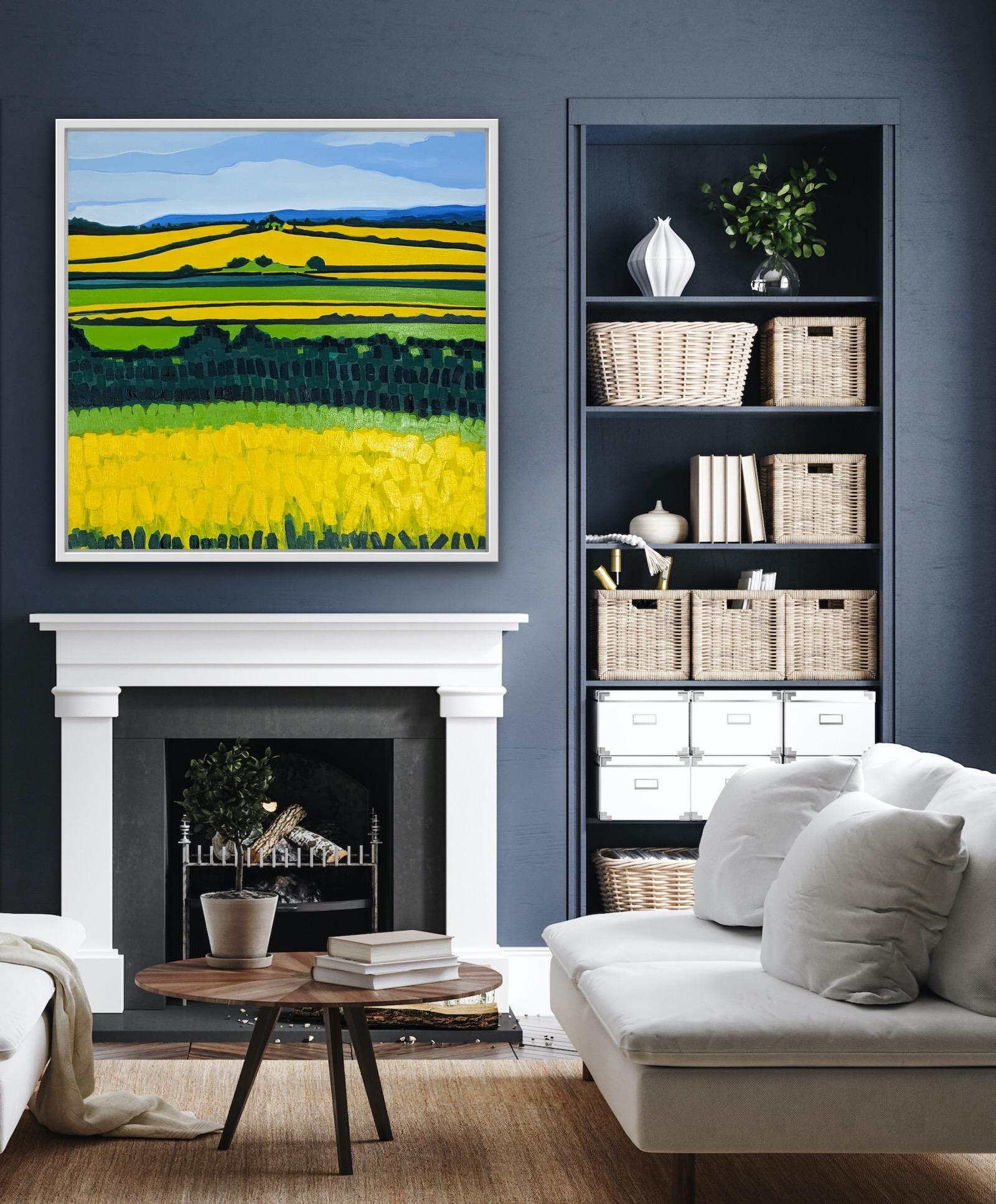 Yellow Hill No.1, Modern Style, Bright Cotswold Landscape Painting, Oxfordshire 7