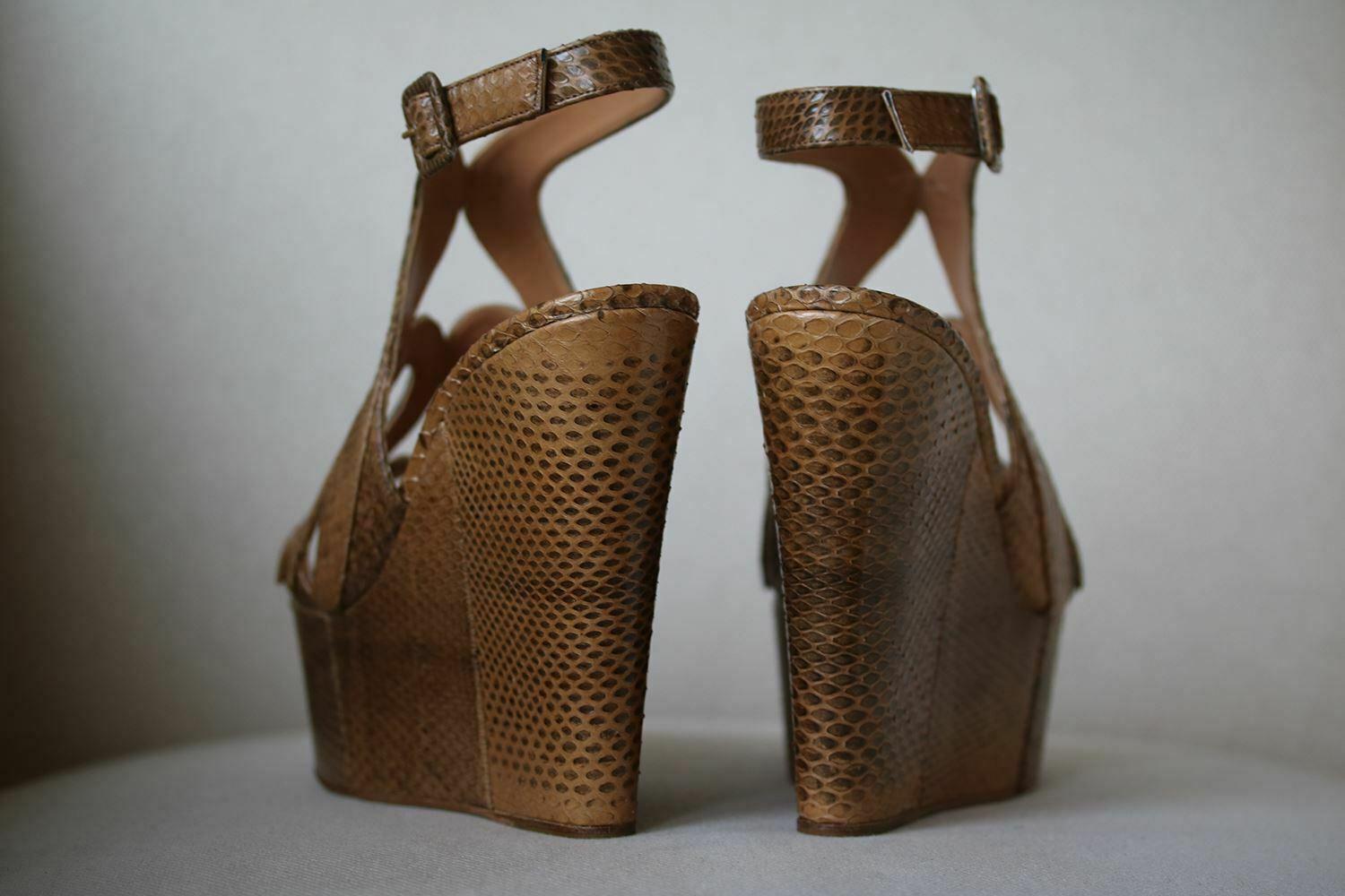 snakeskin wedge heels