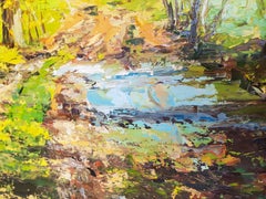 Forest - Landscape Oil Painting Green Blue Brown Yellow White