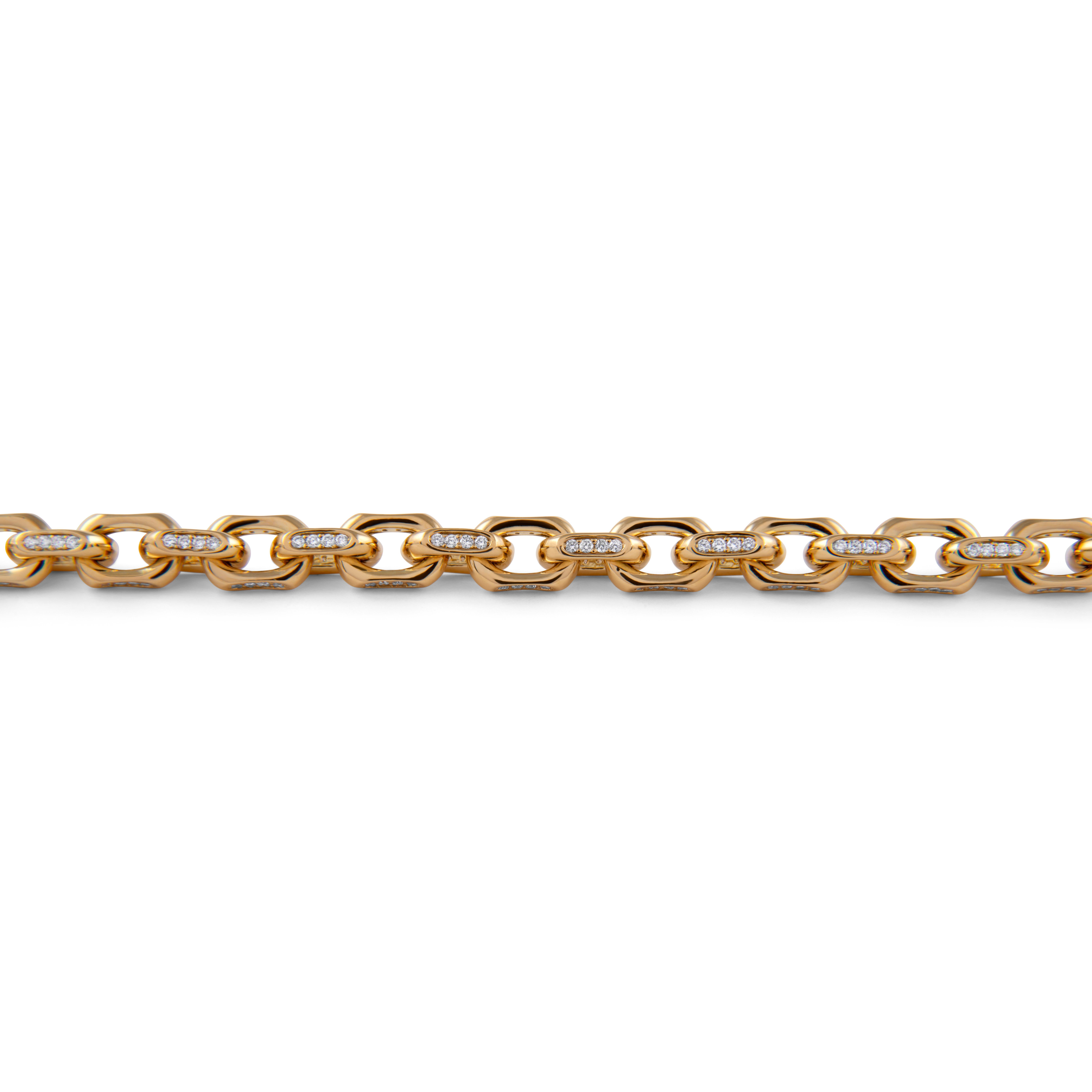 Contemporary AlexandeAlexander Beverly Hills 1.62 Carat Diamond Link Bracelet 18k Yellow Gold For Sale