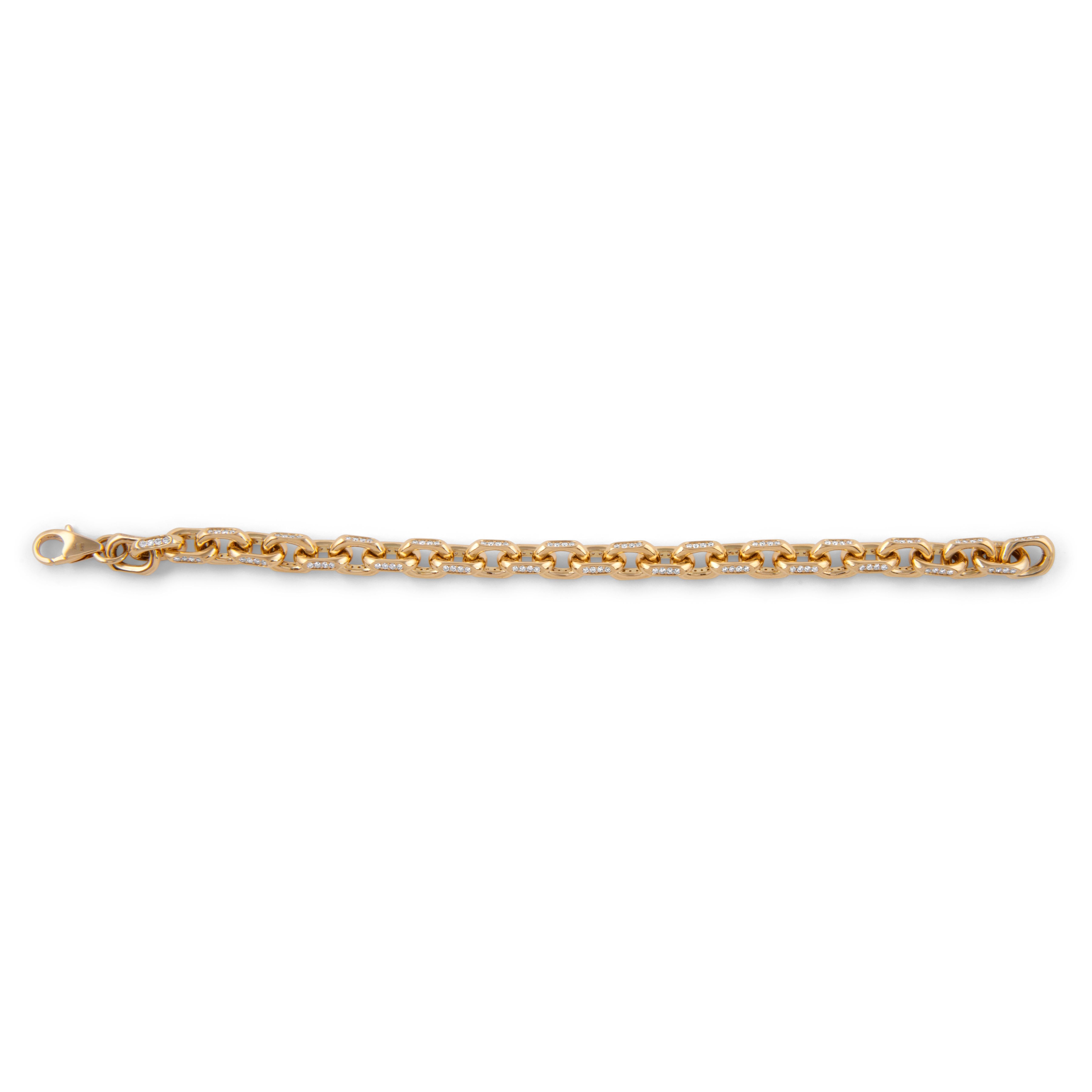 Round Cut AlexandeAlexander Beverly Hills 1.62 Carat Diamond Link Bracelet 18k Yellow Gold For Sale