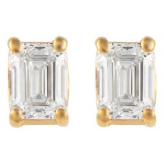 Alexander 0,69 Karat Diamant-Ohrstecker im Smaragdschliff Gelbgold