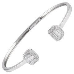 Alexander 0.78ct Illusion Set Diamond Bangle 18 Karat White Gold Open Clasp