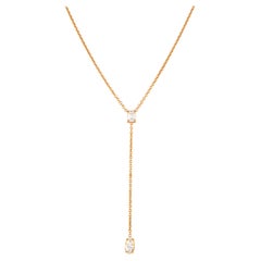 Alexander 0.83 Carat Emerald Cut Diamond Drop Necklace 18 Karat Rose Gold