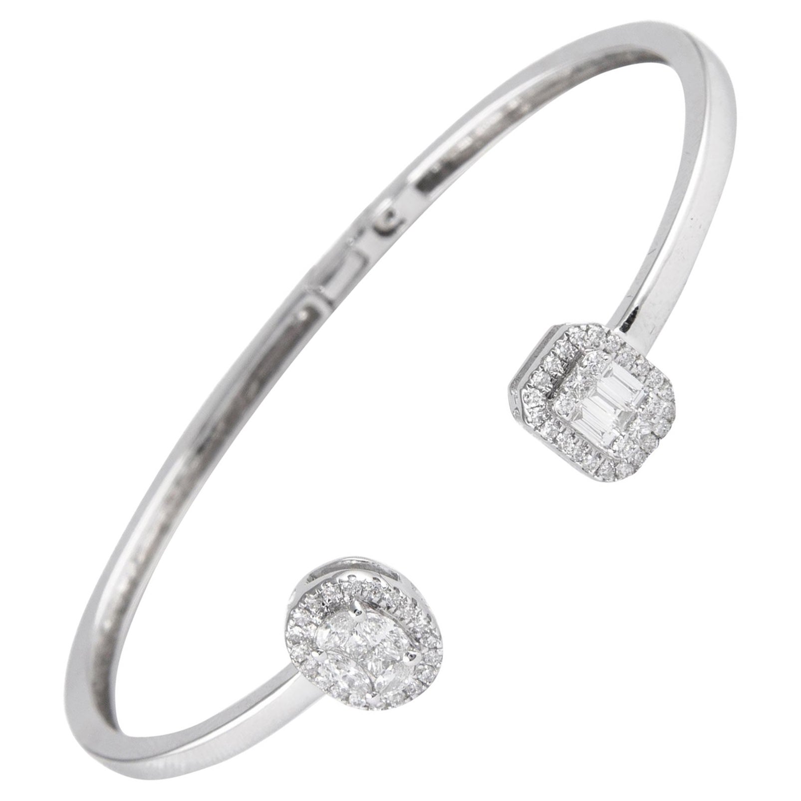 Alexander 0.83ct Illusion Set Diamond Bangle 18 Karat White Gold Open Clasp