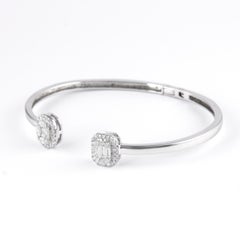 Alexander 0.83ct Illusion Set Diamond Bangle 18 Karat White Gold Open Clasp