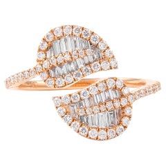 Alexander 0.86ct Diamond Leaf Bypass Ring 18k Rose Gold