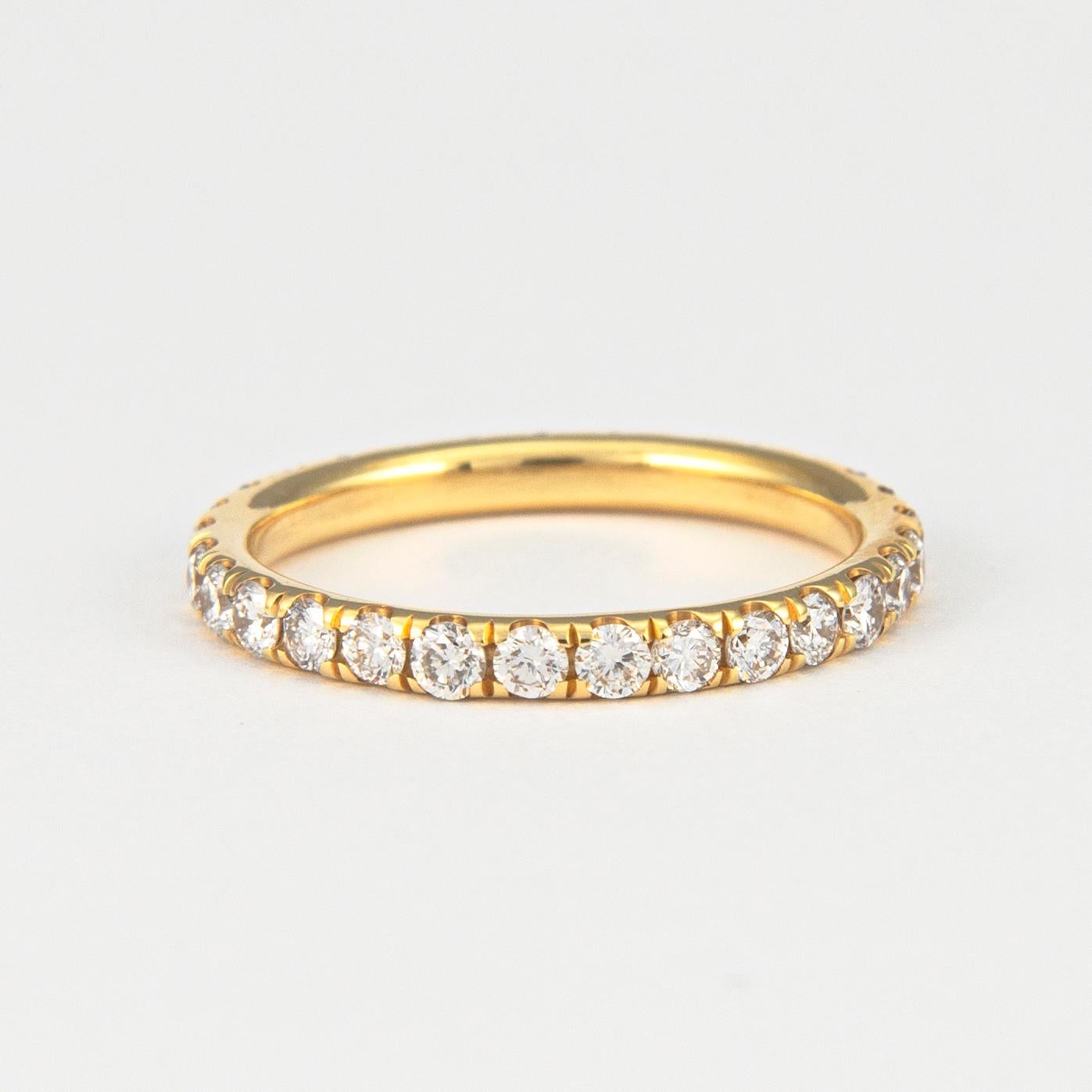 Round Cut Alexander 0.90 Carat Diamond Eternity Band 18 Karat Yellow Gold