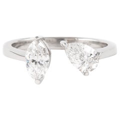0,91 Karat Birnen- und Marques Diamant-Ring Toi Et Moi aus 18 Karat Weißgold