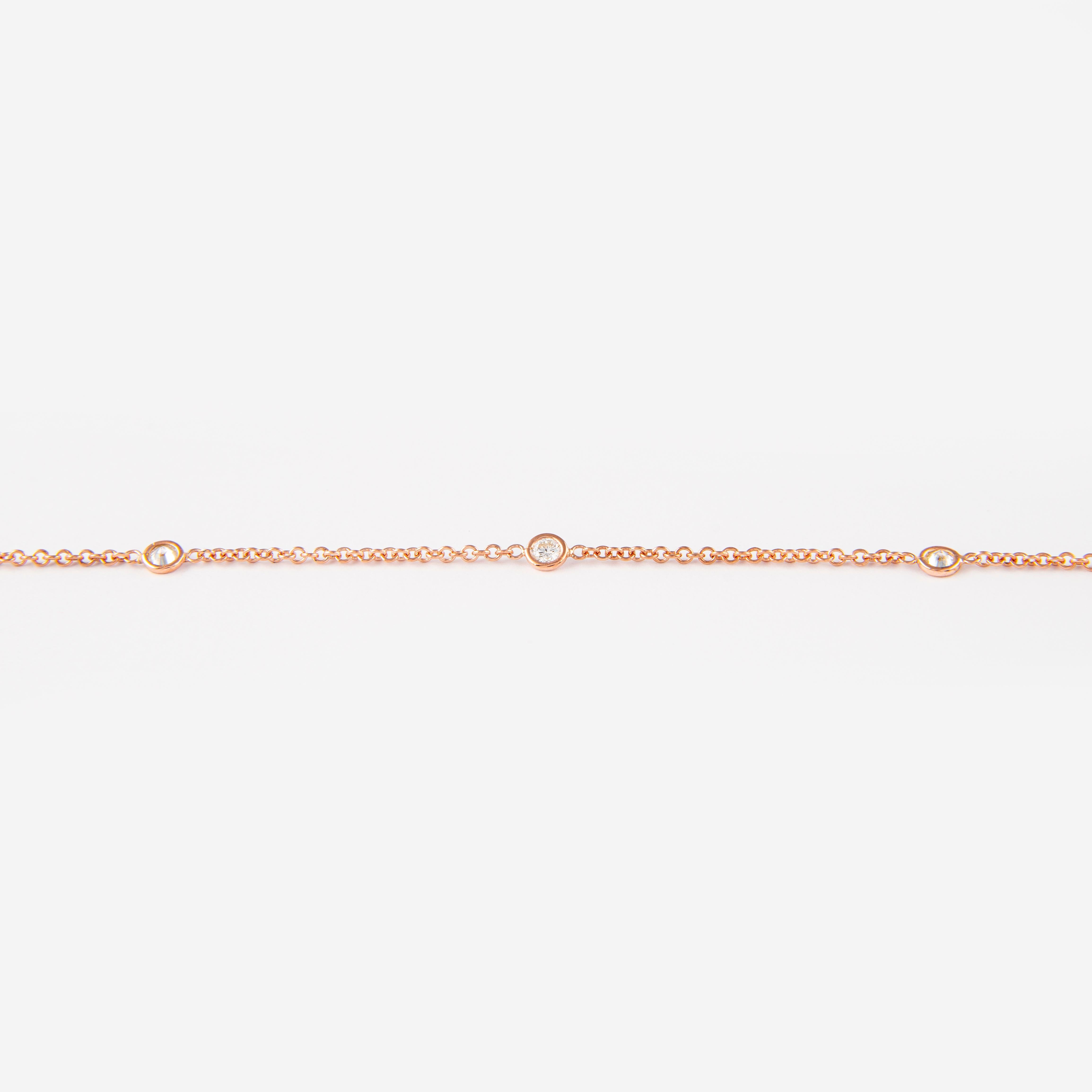 Round Cut Alexander Beverly Hills 0.93ct Diamonds by the Yard Necklace 18 Karat Rose Gold For Sale