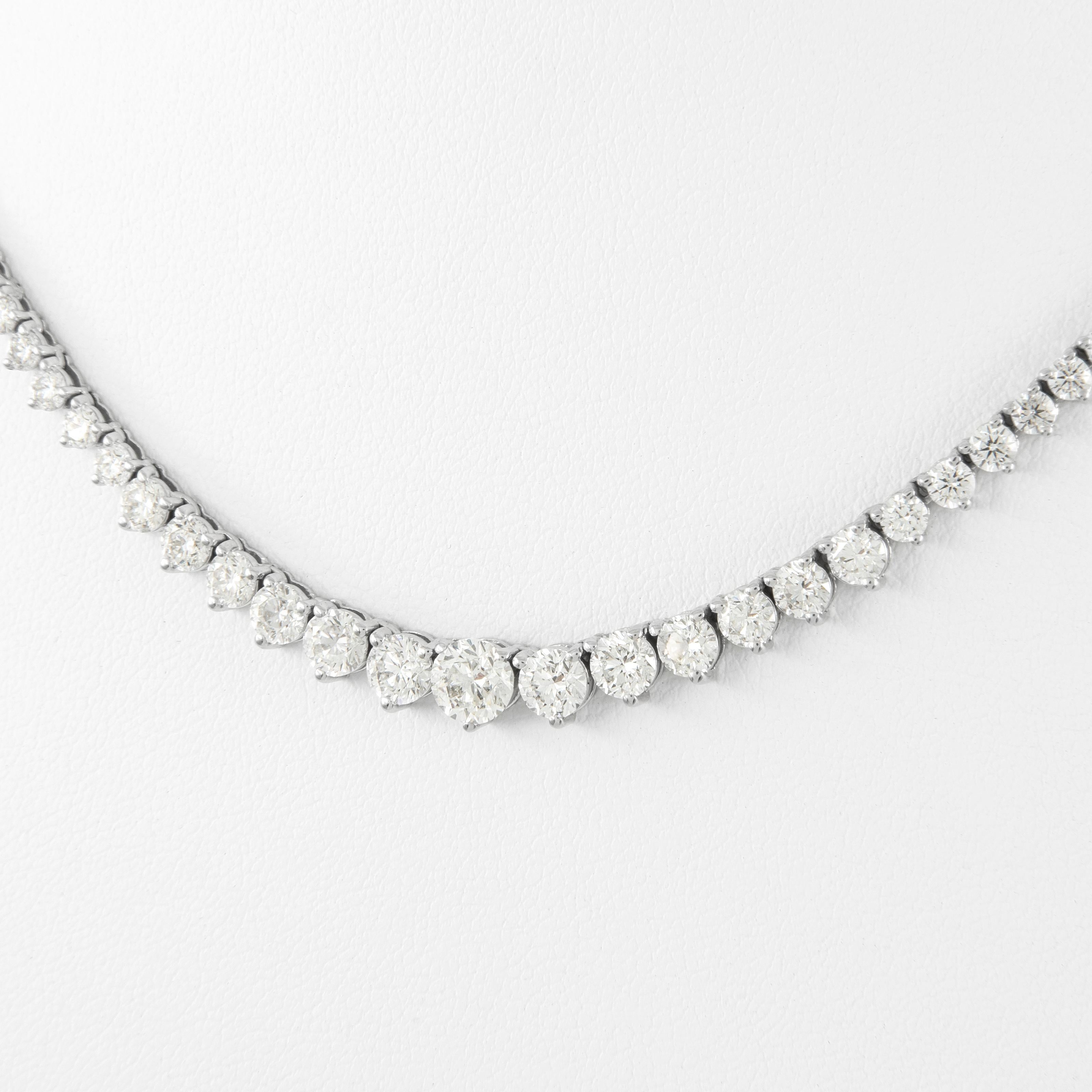 Contemporary Alexander 10.01 Carat Diamond Tennis Riviera Necklace White Gold