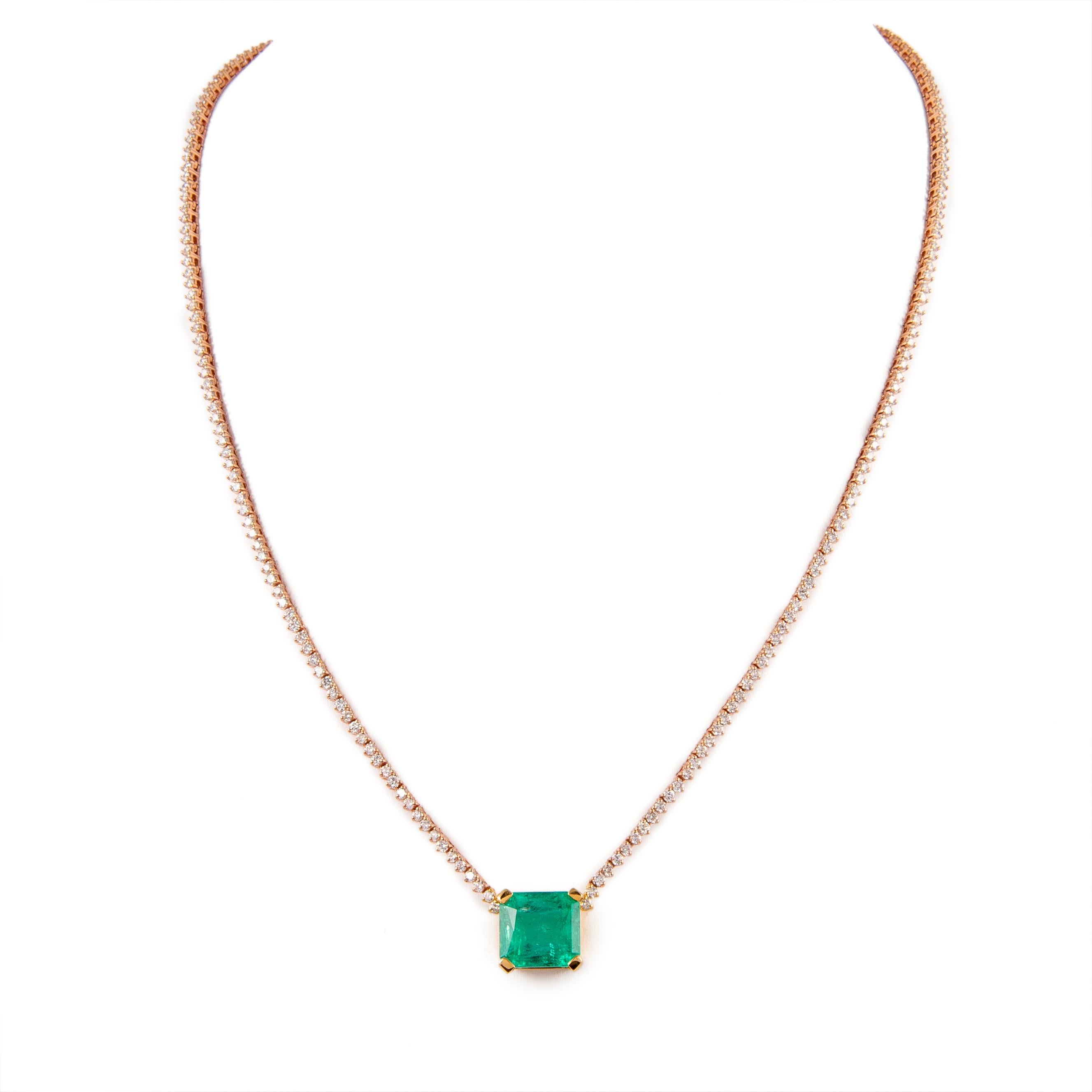 emerald diamond tennis necklace