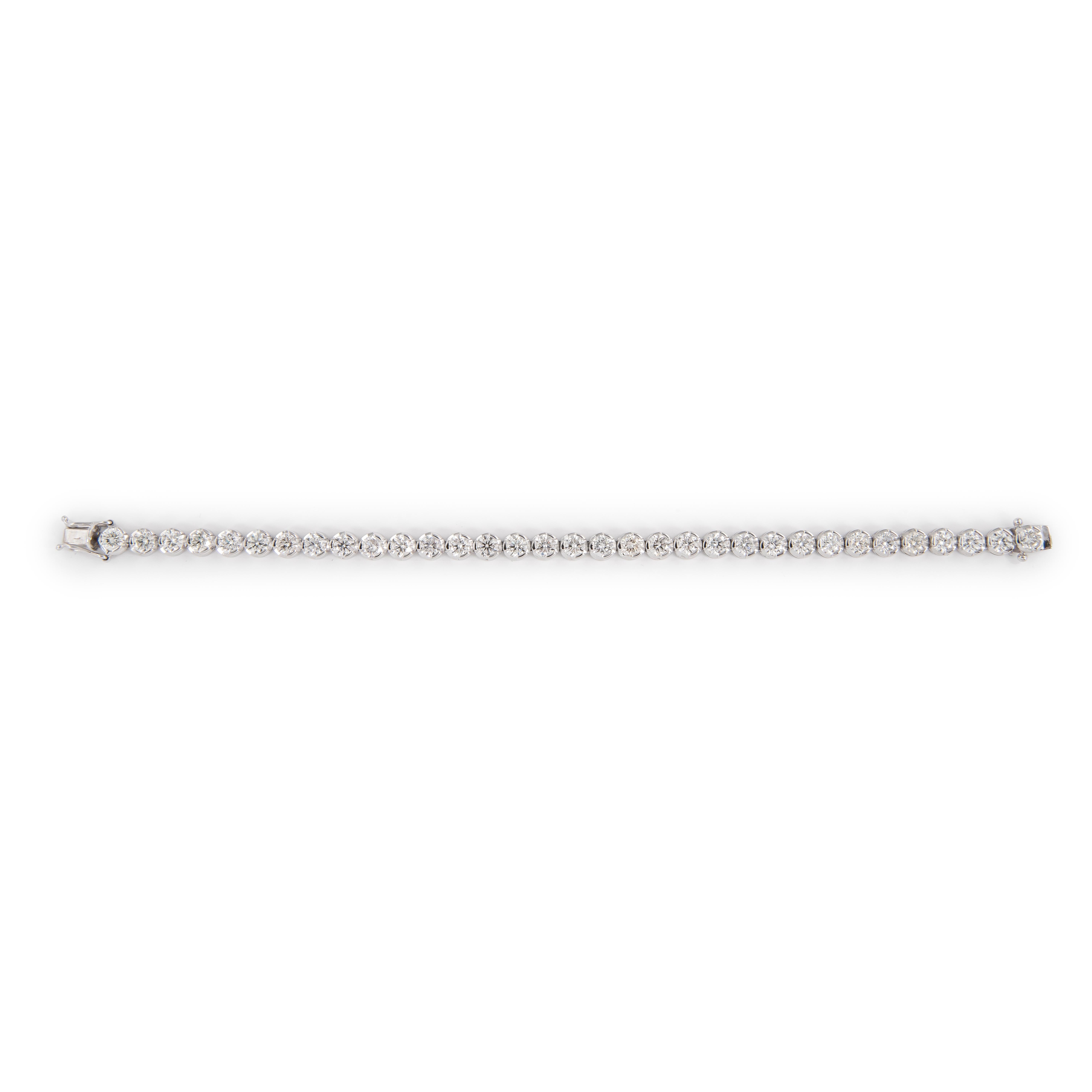 Taille ronde Alexander Bracelet tennis en or blanc 18 carats avec diamants de 10,14 carats (environ 0,30 ct) en vente