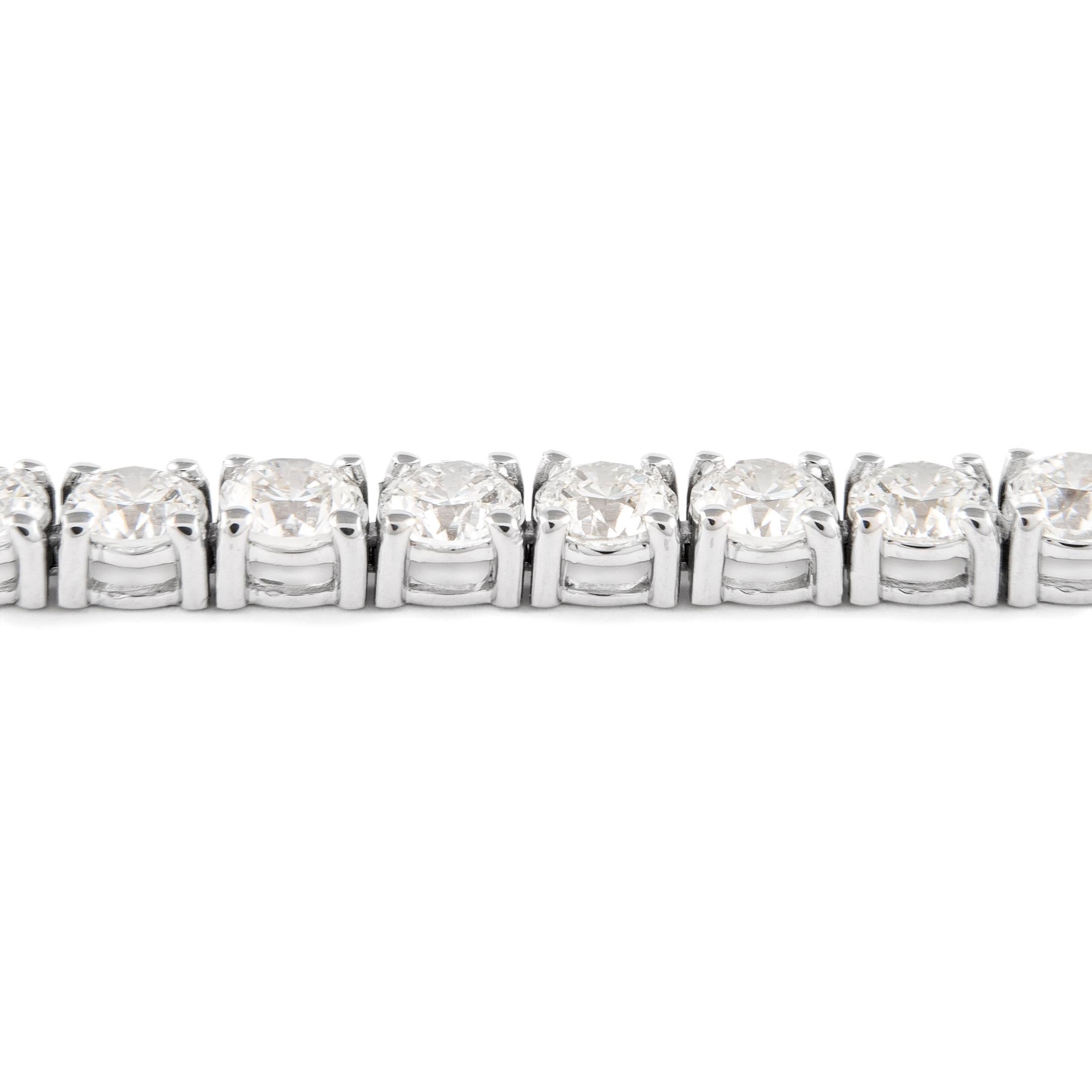 Round Cut Alexander 10.19 Carat Diamond Tennis Bracelet 18 Karat White Gold For Sale