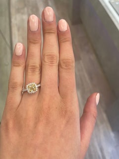 Alexander Beverly Hills 1.01ct Fancy Intense Yellow Cushion Diamond Ring 18k