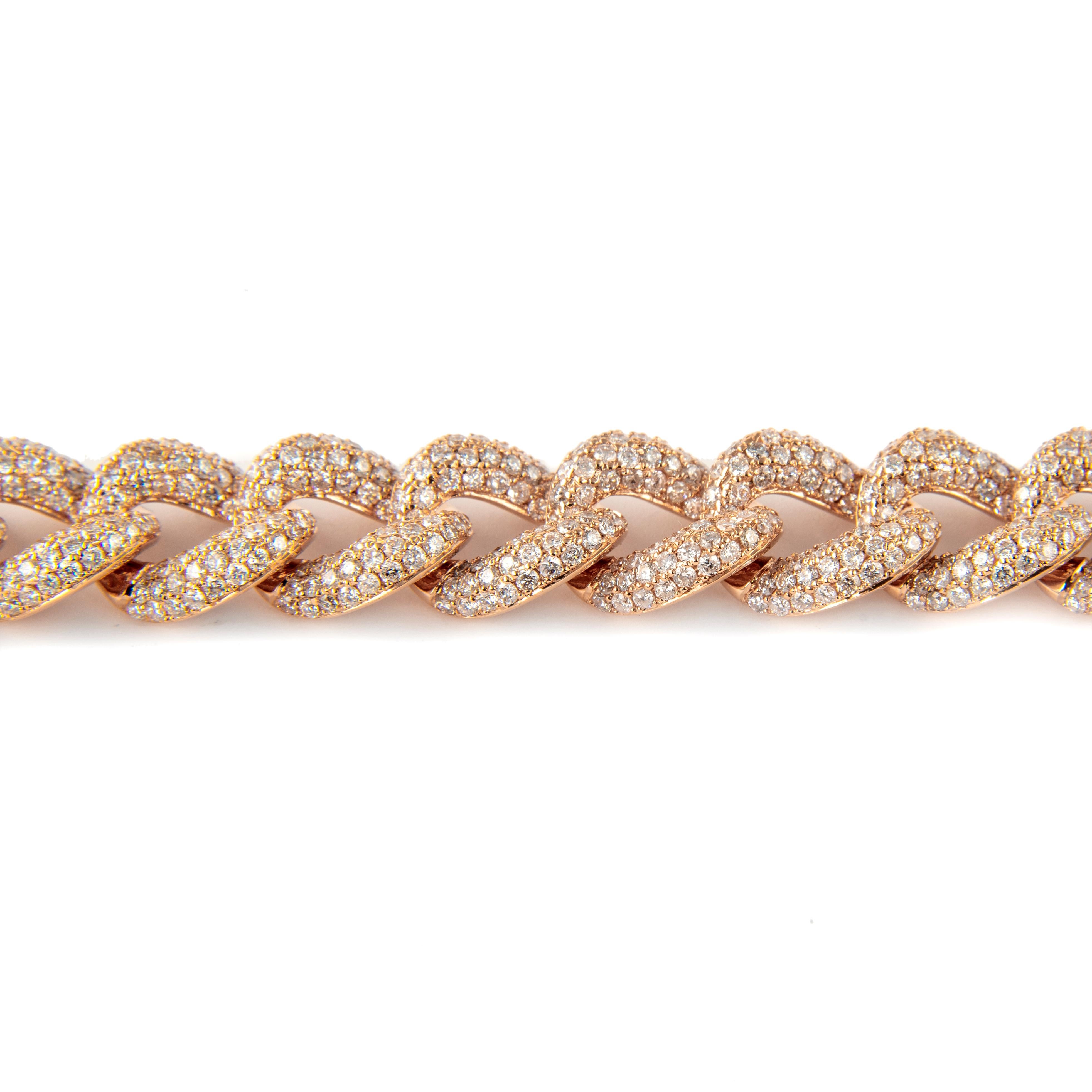 Alexander Beverly Hills Cuban Gliederarmband aus 18 Karat Roségold mit 10,24 Karat Diamanten im Zustand „Neu“ in BEVERLY HILLS, CA