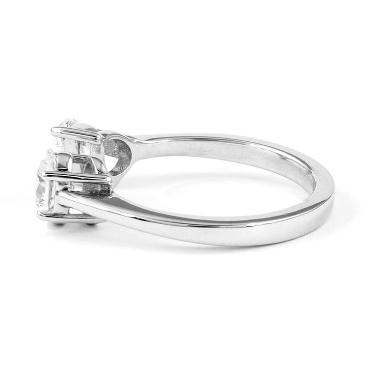 Alexander 1.02ct Oval and Pear Diamond Toi Et Moi Ring 18k White Gold ...