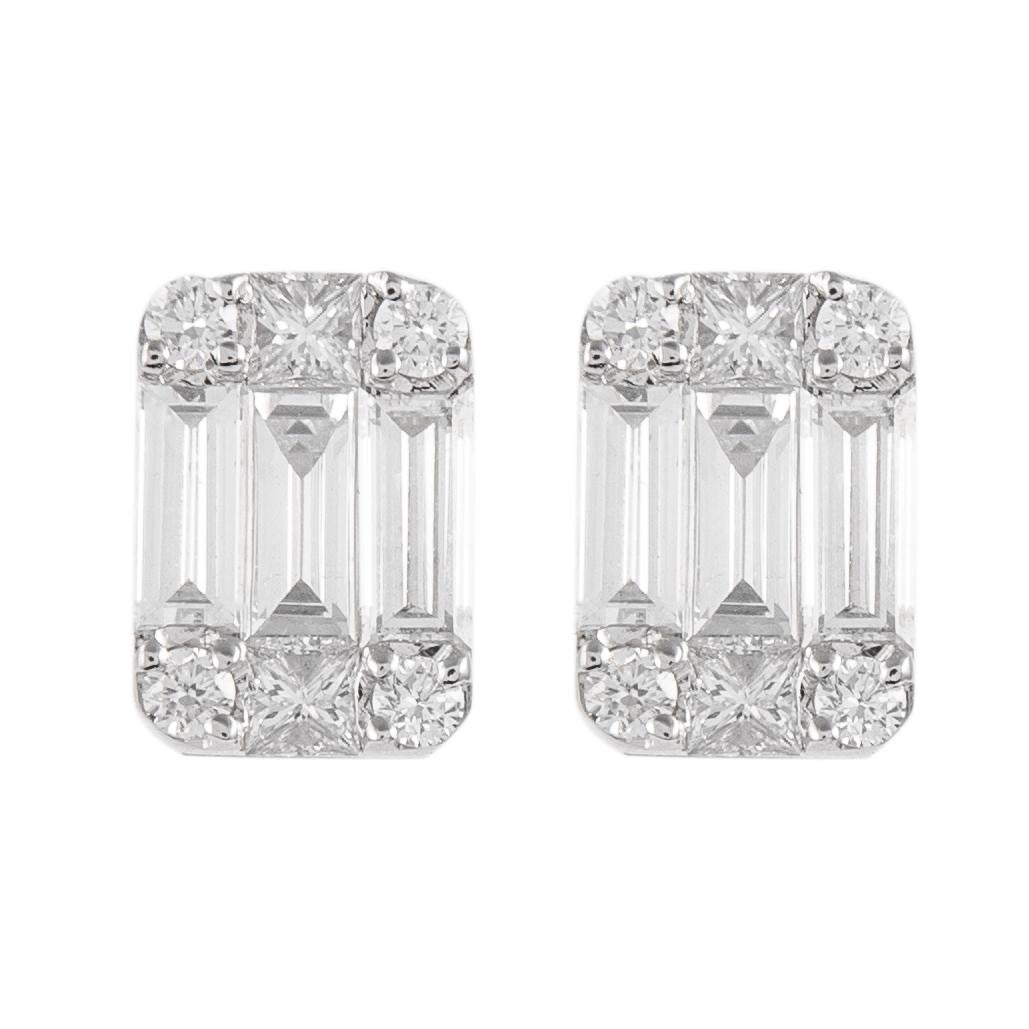 Alexander 1.03ct Illusion Set Diamond Stud Earrings 18k White Gold