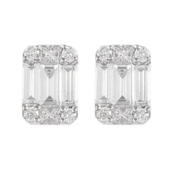 Alexander 1.03ct Illusion Set Diamond Stud Earrings 18k White Gold