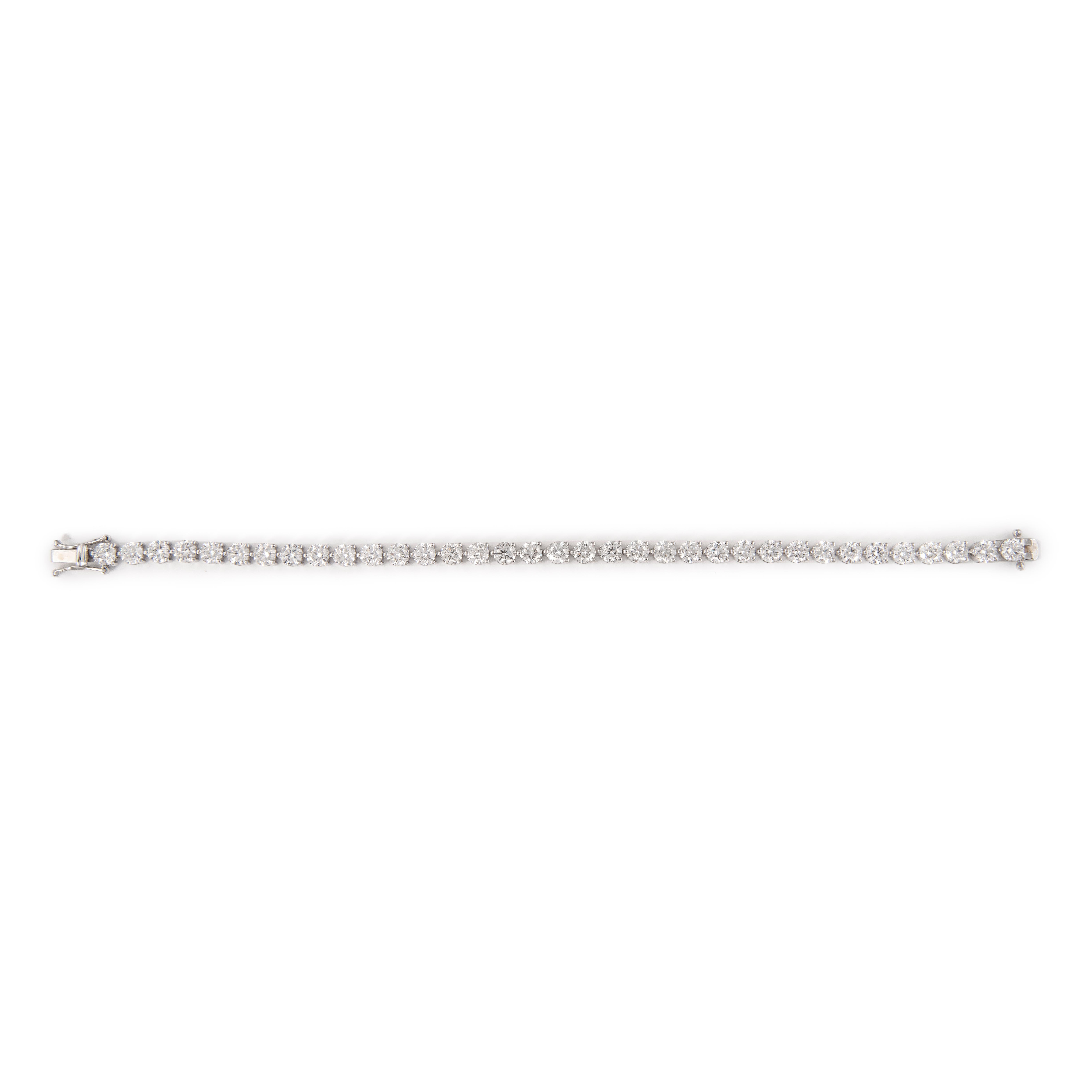 Contemporary Alexander 10.85 Carat Diamond Three-Prong Tennis Bracelet White Gold For Sale