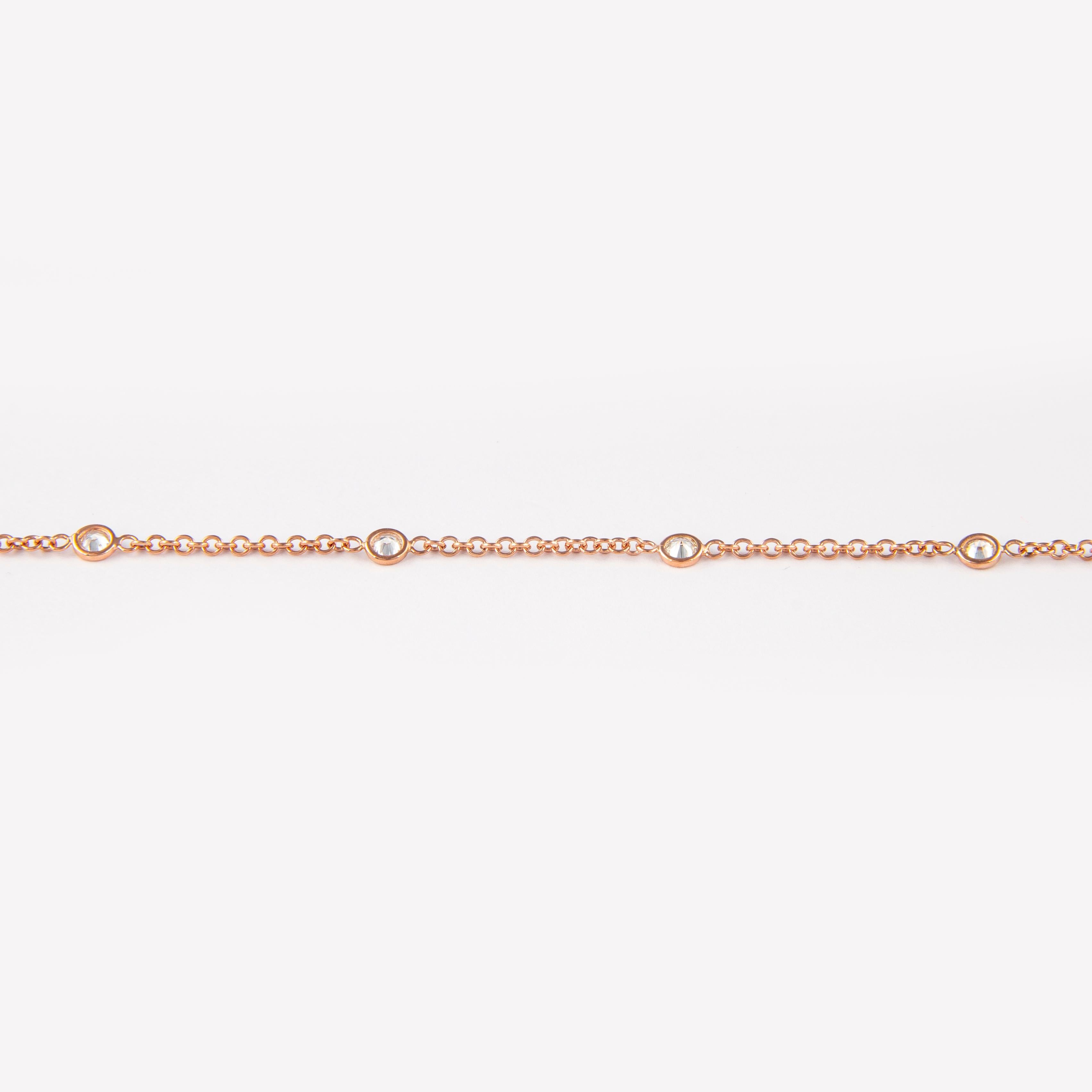 Alexander 1.09ct Diamonds by the Yard Necklace 18 Karat Rose Gold In New Condition For Sale In BEVERLY HILLS, CA