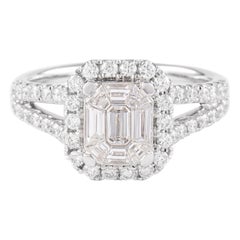 Alexander 1.10 Carat Illusion Set Diamond Engagement Ring 18 Karat White Gold