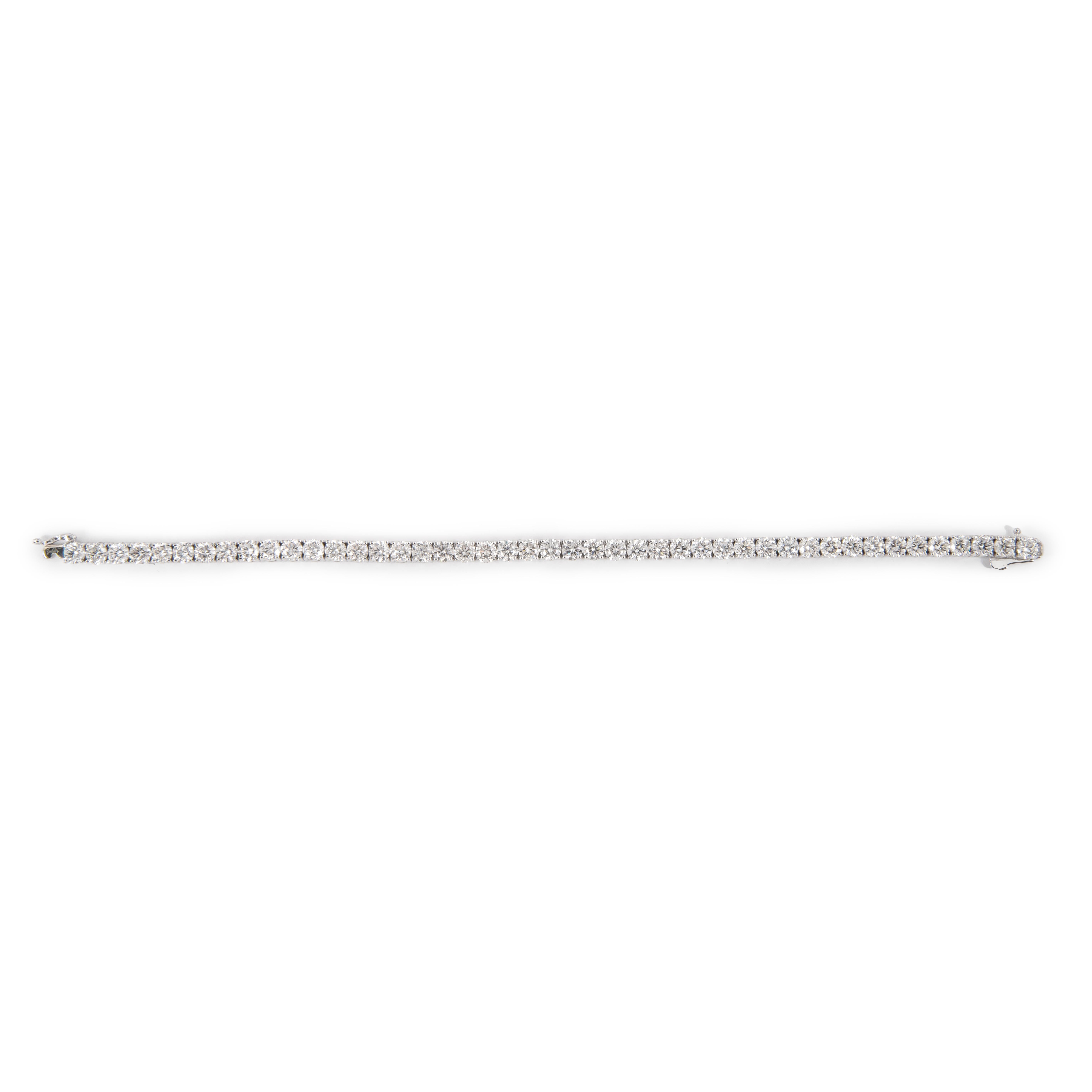 Round Cut Alexander 11.03 Carats Diamond Tennis Bracelet 18-Karat White Gold For Sale