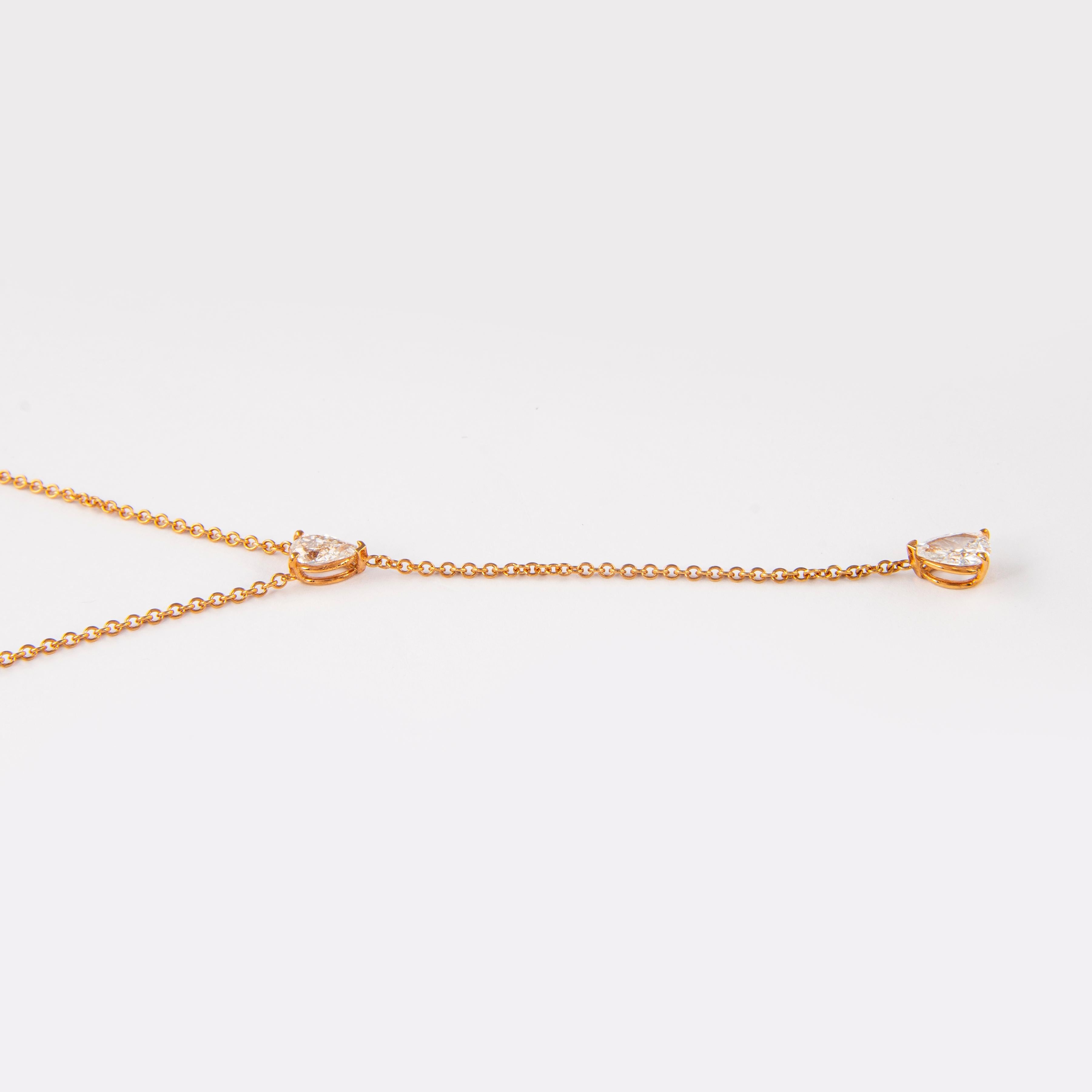Alexander 1,16 Karat Birnenschliff Diamant-Tropfen-Halskette 18 Karat Roségold (Tropfenschliff) im Angebot