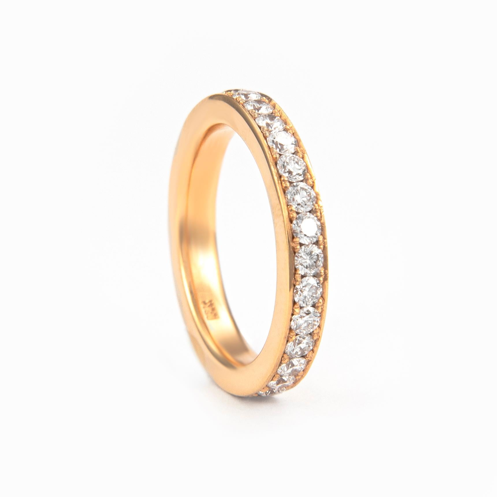 Alexander 1.17 Carat Diamond Eternity Band 18 Karat Rose Gold In New Condition For Sale In BEVERLY HILLS, CA