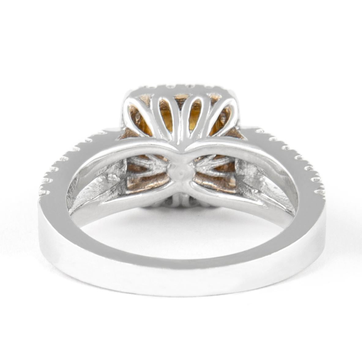 Alexander Beverly Hills 1.19ct Fancy Intense Yellow Radiant Diamond Ring 18k In New Condition For Sale In BEVERLY HILLS, CA