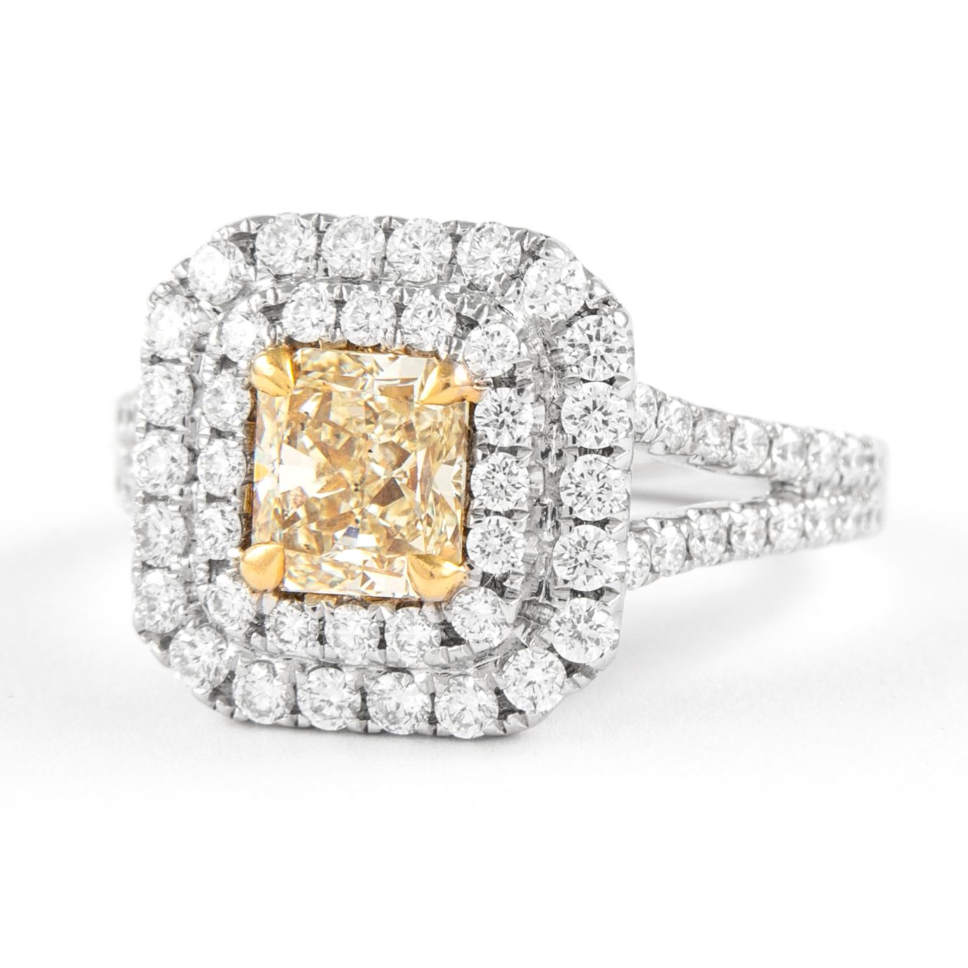 Contemporary Alexander Beverly Hills 1.23ct Fancy Intense Yellow VS2 Diamond Ring 18k For Sale
