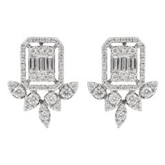 Alexander 1,23 Karat Illusion gefasste Diamant-Ohrstecker mit Halo 18k Weißgold