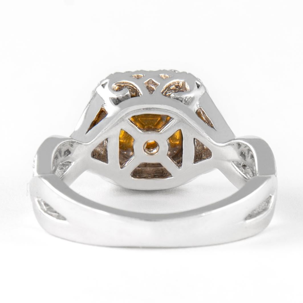 Alexander Beverly Hills 1.25ct Fancy Intense Yellow VS1 Radiant Diamond Ring 18k In New Condition For Sale In BEVERLY HILLS, CA
