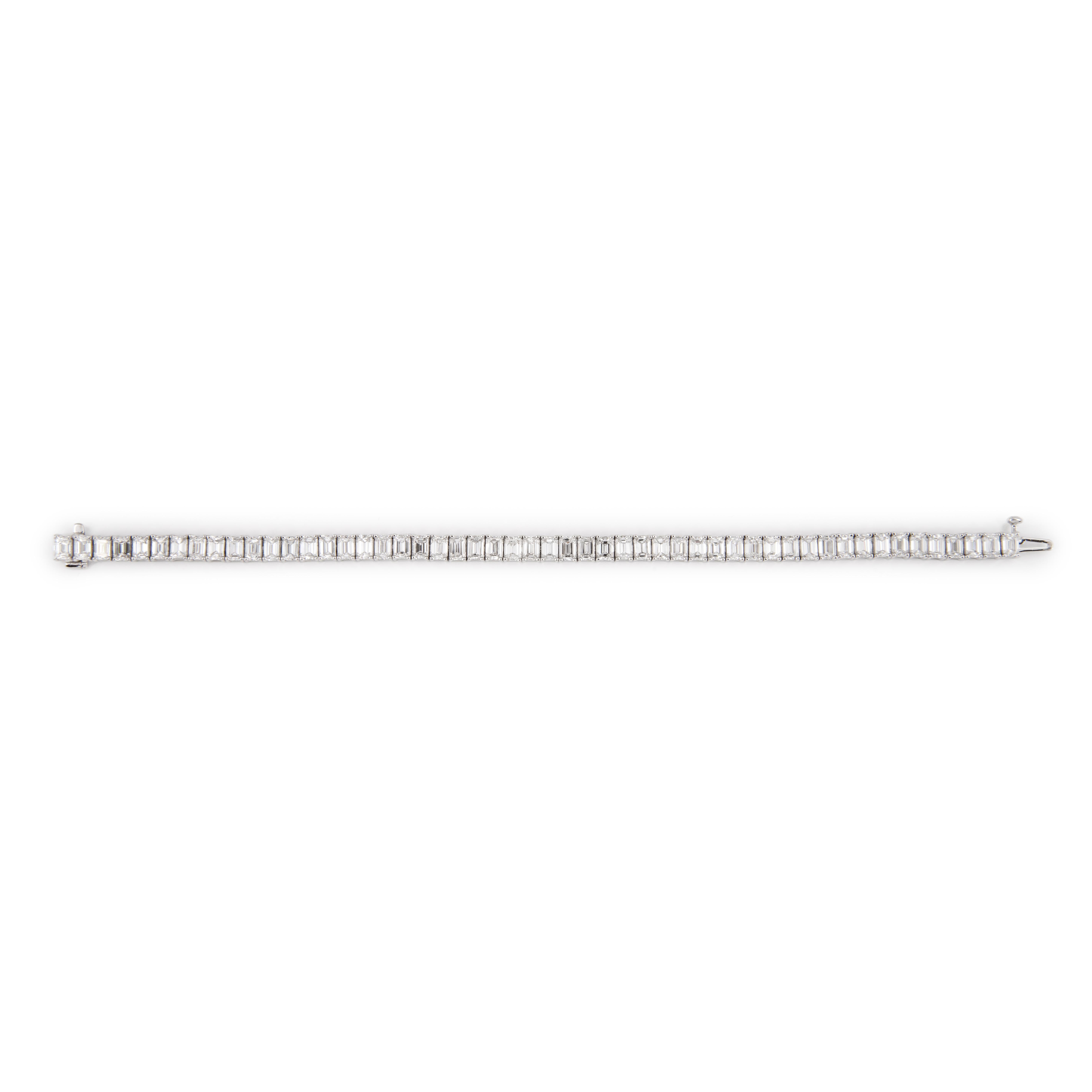 Alexander 12.65 Carat Emerald Cut Diamond Tennis Bracelet 18-Karat White Gold In New Condition For Sale In BEVERLY HILLS, CA