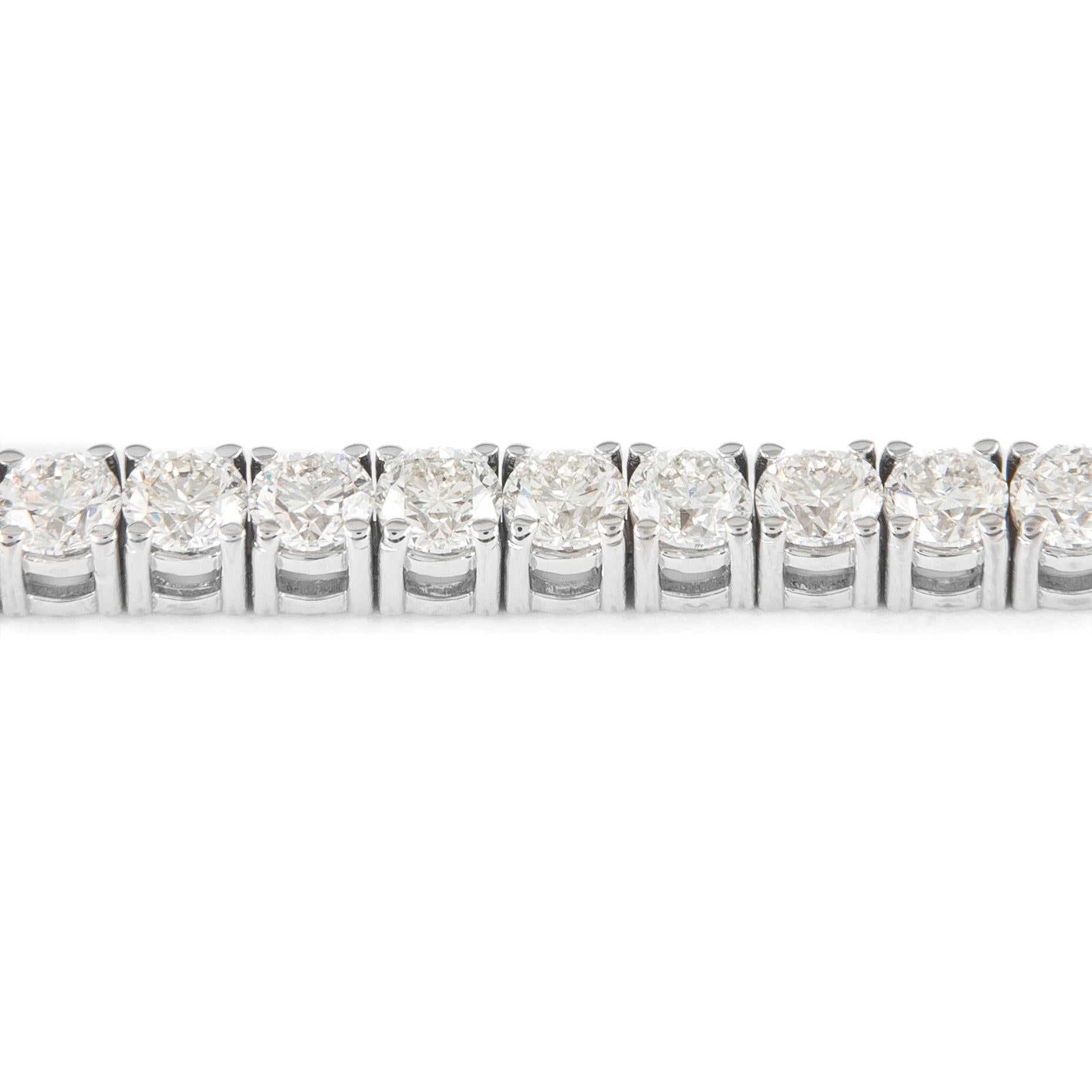 Round Cut Alexander 12.78 Carat 'Avg 0.30ct' Diamond Tennis Bracelet 18 Karat White Gold For Sale